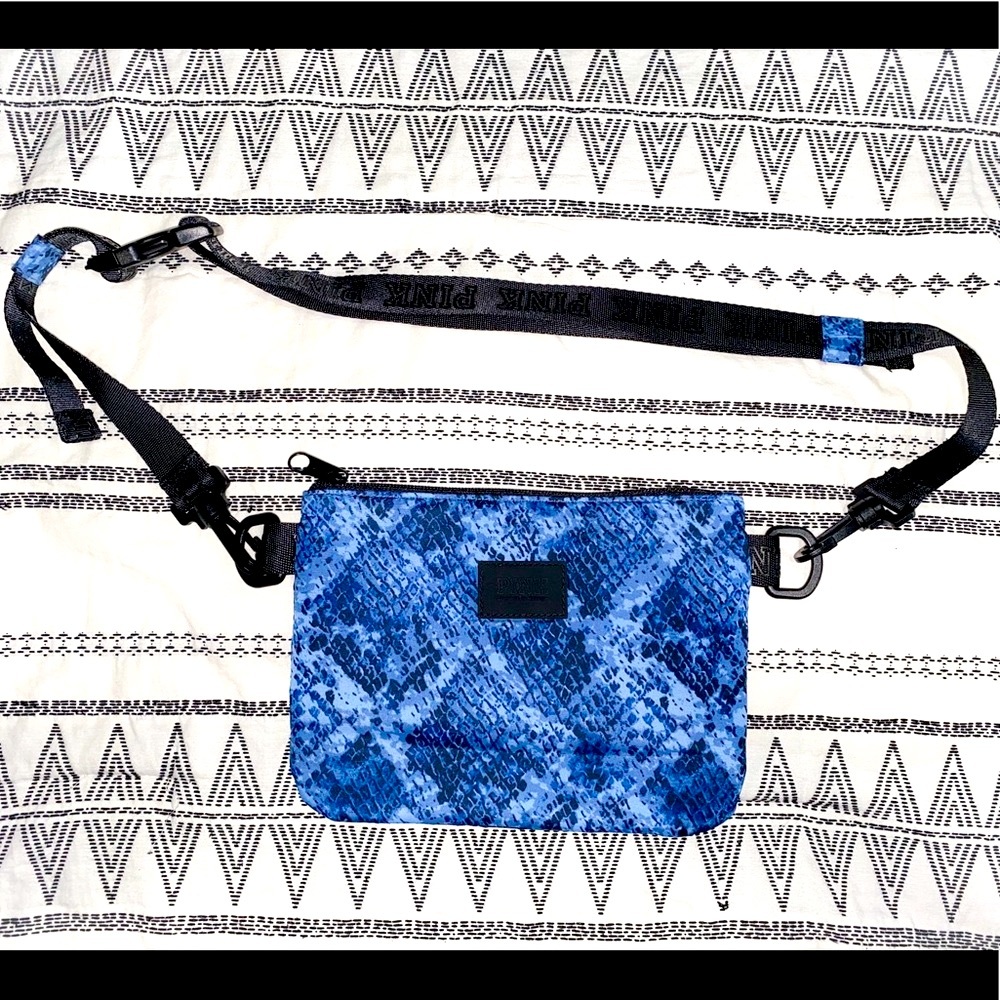 Pink Victoria’s Secret fanny pack blue snake print
